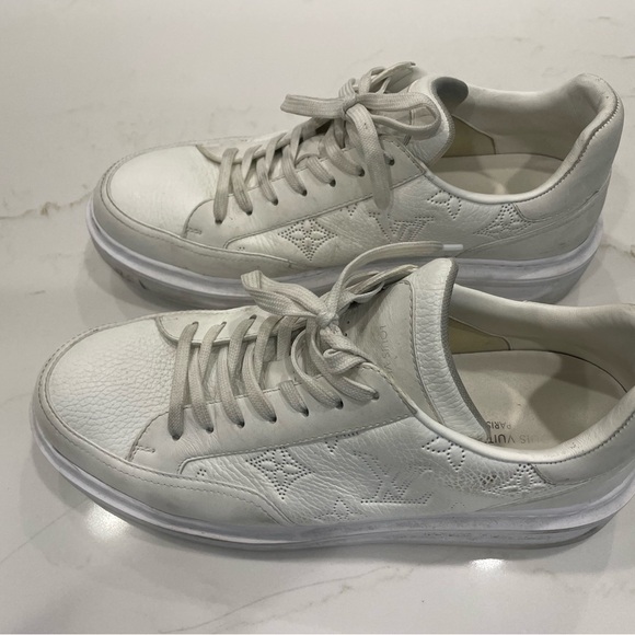 Louis Vuitton Ivory Leather Sneakers - Picture 3 of 4